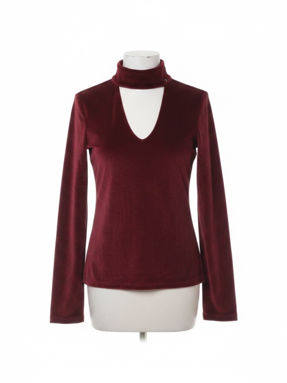 Natalia Romano long sleeve shirt women’s small burgundy velvet feel